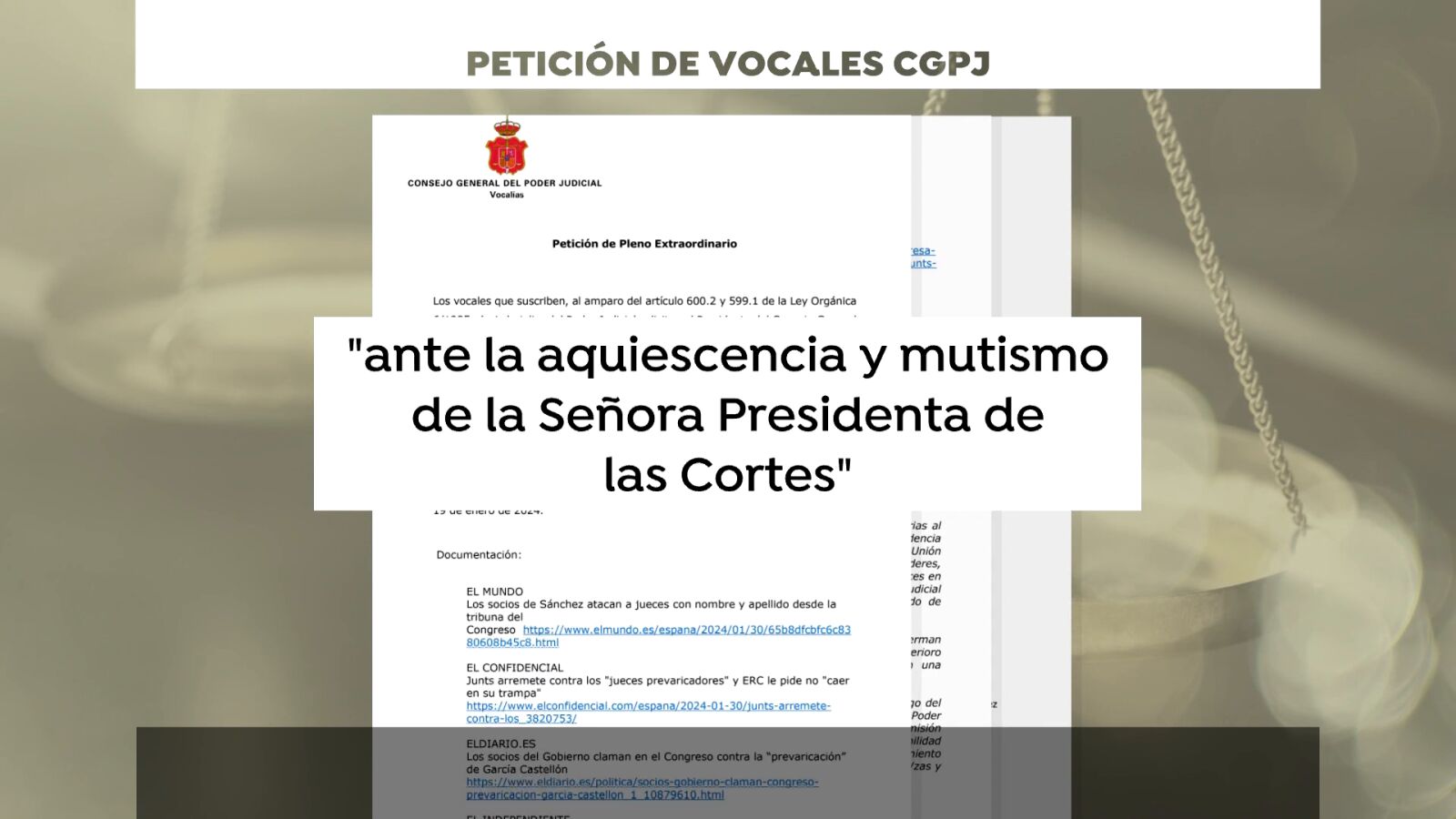 9 vocales del CGPJ pide un pleno extraordinario por los ataques a los jueces por parte de los socios del Gobierno