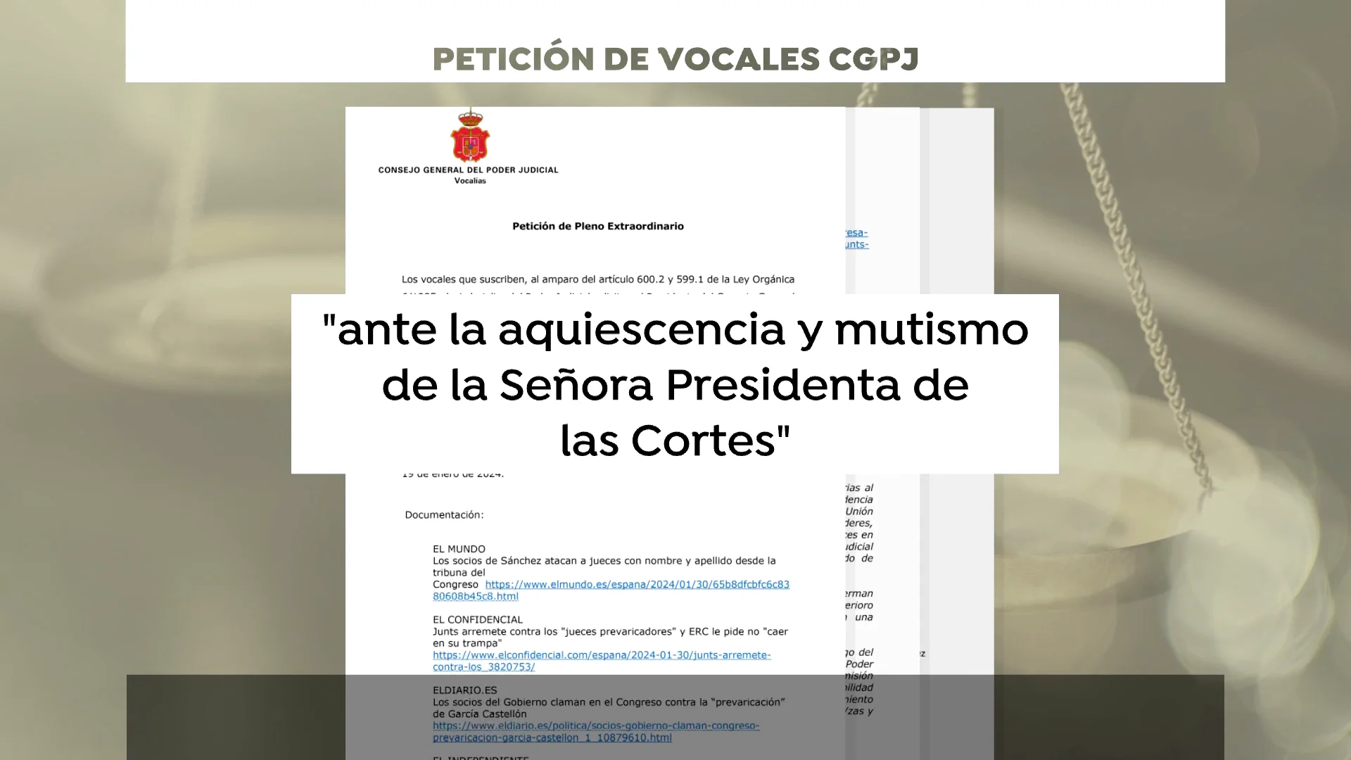 Petici&oacute;n de 9 vocales del CGPJ