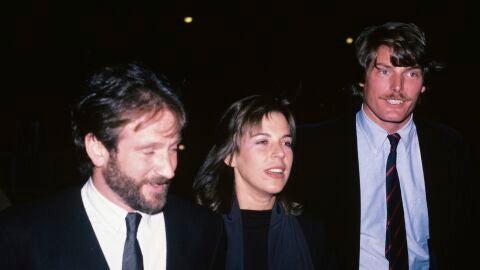 Robin Williams con su exmujer Valerie y Christopher Reeve en Nueva York en 1983
