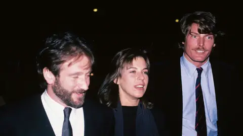 Robin Williams con su exmujer Valerie y Christopher Reeve en Nueva York en 1983 Robin Williams con su exmujer Valerie y Christopher Reeve en Nueva York en 1983