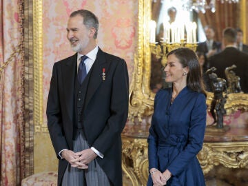El rey Felipe y la reina Letizia en una recepción en Madrid.
