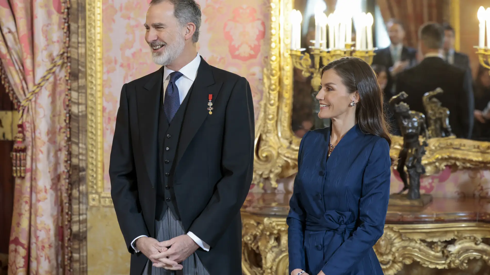 El rey Felipe y la reina Letizia en una recepción en Madrid.