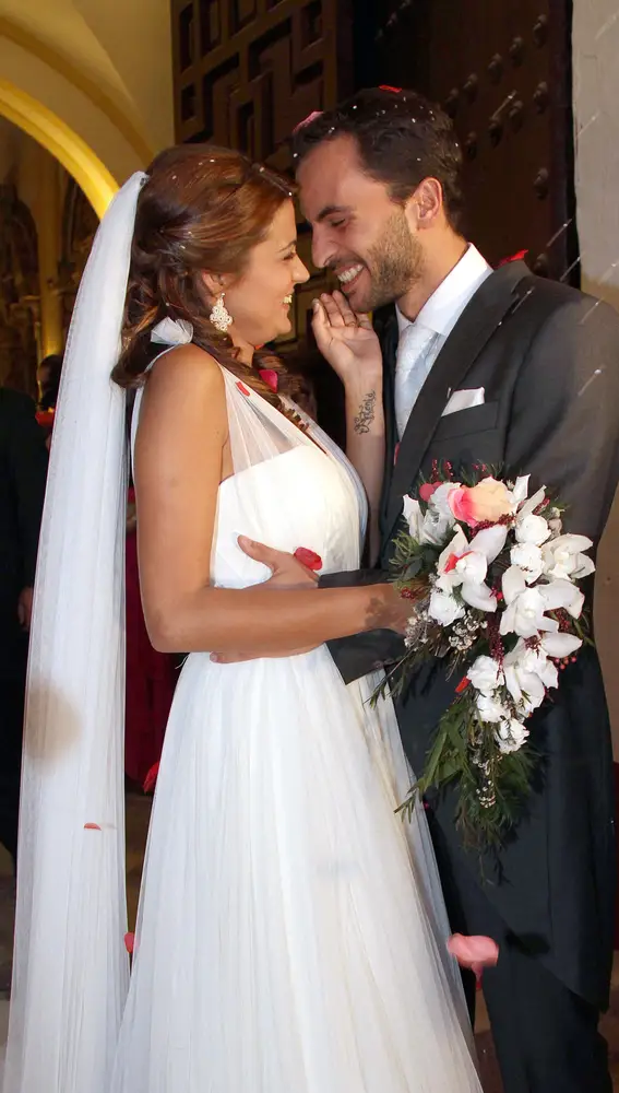 Alba Muñoz y Antonio Tejado el día de su boda