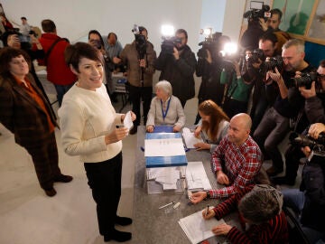 Ana Pontón vota en las Elecciones Galicia 2024