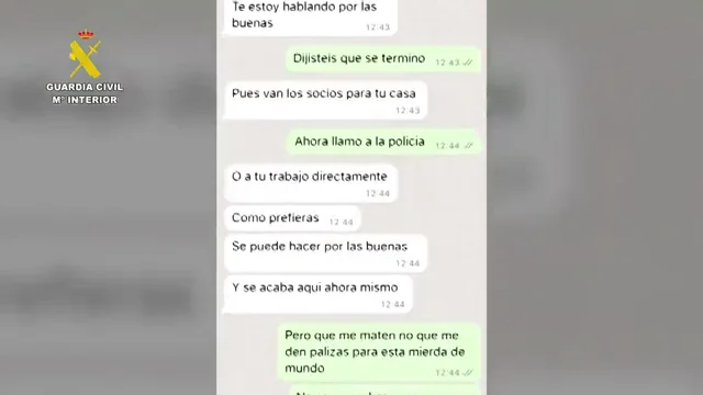 Una de la conversación por WhatsApp con las amenazas de la banda Una de la conversación por WhatsApp con las amenazas de la banda