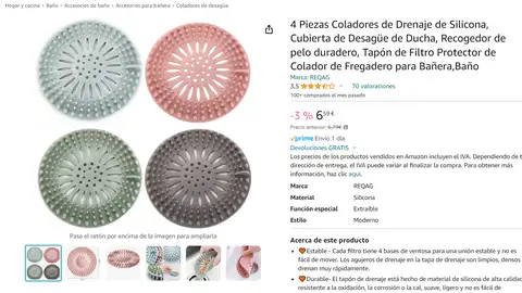 Filtro atrapa pelos de ducha Filtro atrapa pelos de ducha