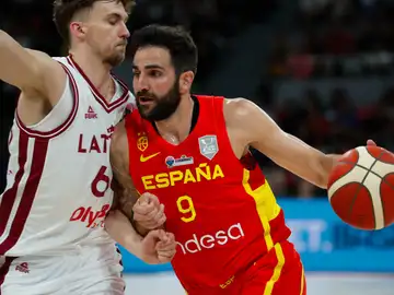 Ricky Rubio, en el partido contra Letonia Ricky Rubio, en el partido contra Letonia