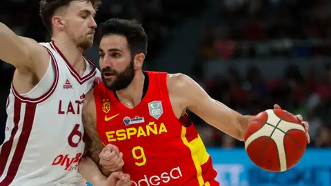 Ricky Rubio, en el partido contra Letonia Ricky Rubio, en el partido contra Letonia