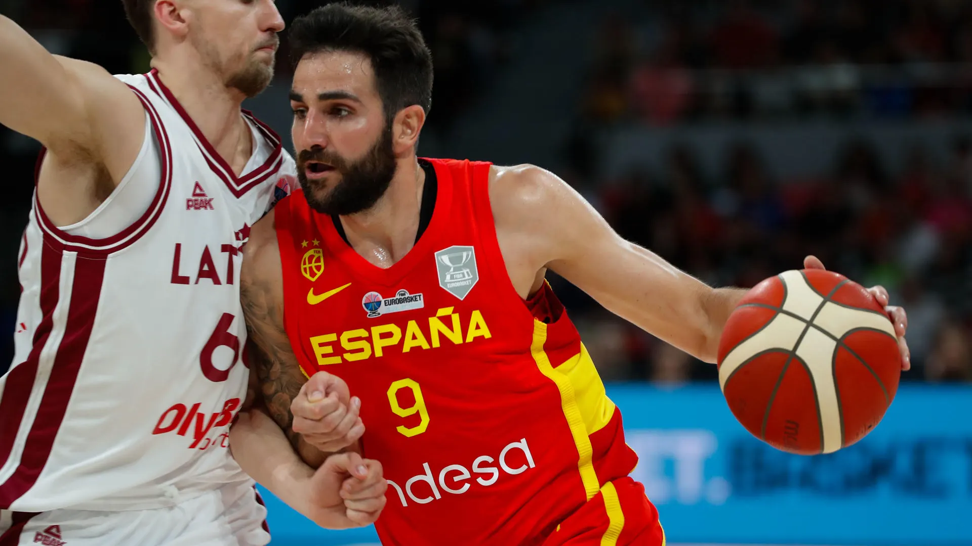 Ricky Rubio, en el partido contra Letonia