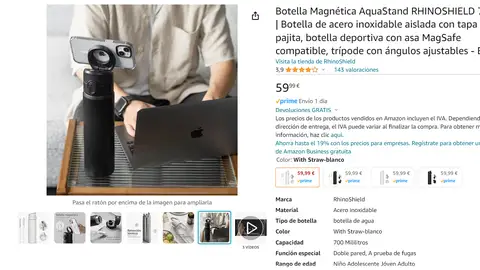 Botella con sujeción para móvil Botella con sujeción para móvil