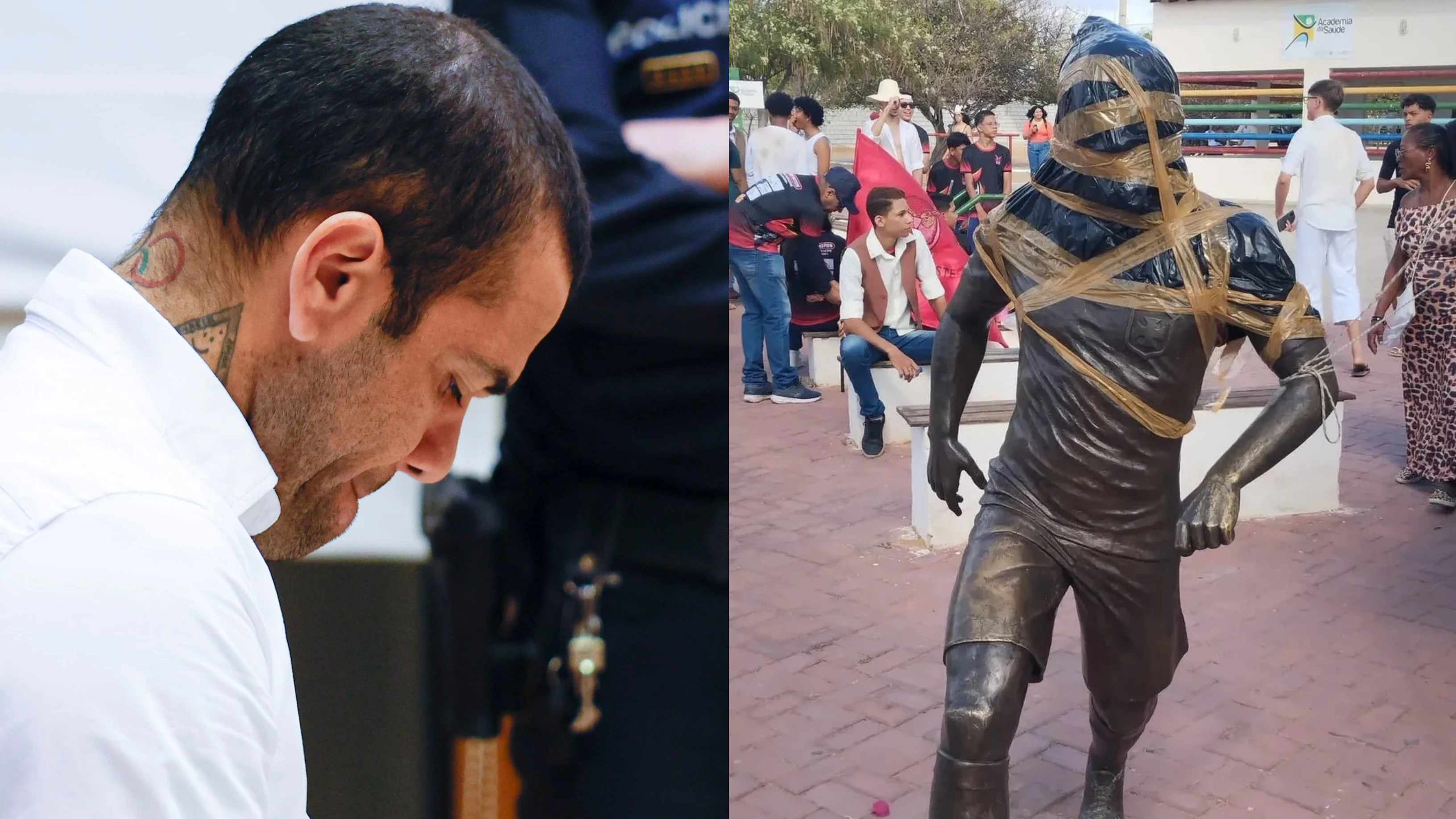 Dani Alves, en el juicio y su estatua en Juazeiro, Brasil