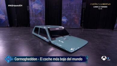 ¡Momentazo! Marron llega al plató con el coche más bajo del mundo