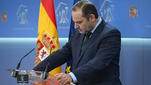El exministro José Luis Ábalos, durante la rueda de prensa