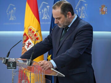 El exministro José Luis Ábalos, durante la rueda de prensa
