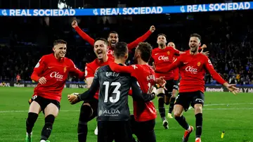 Los jugadores del Mallorca celebran el pase a la final de la Copa del Rey