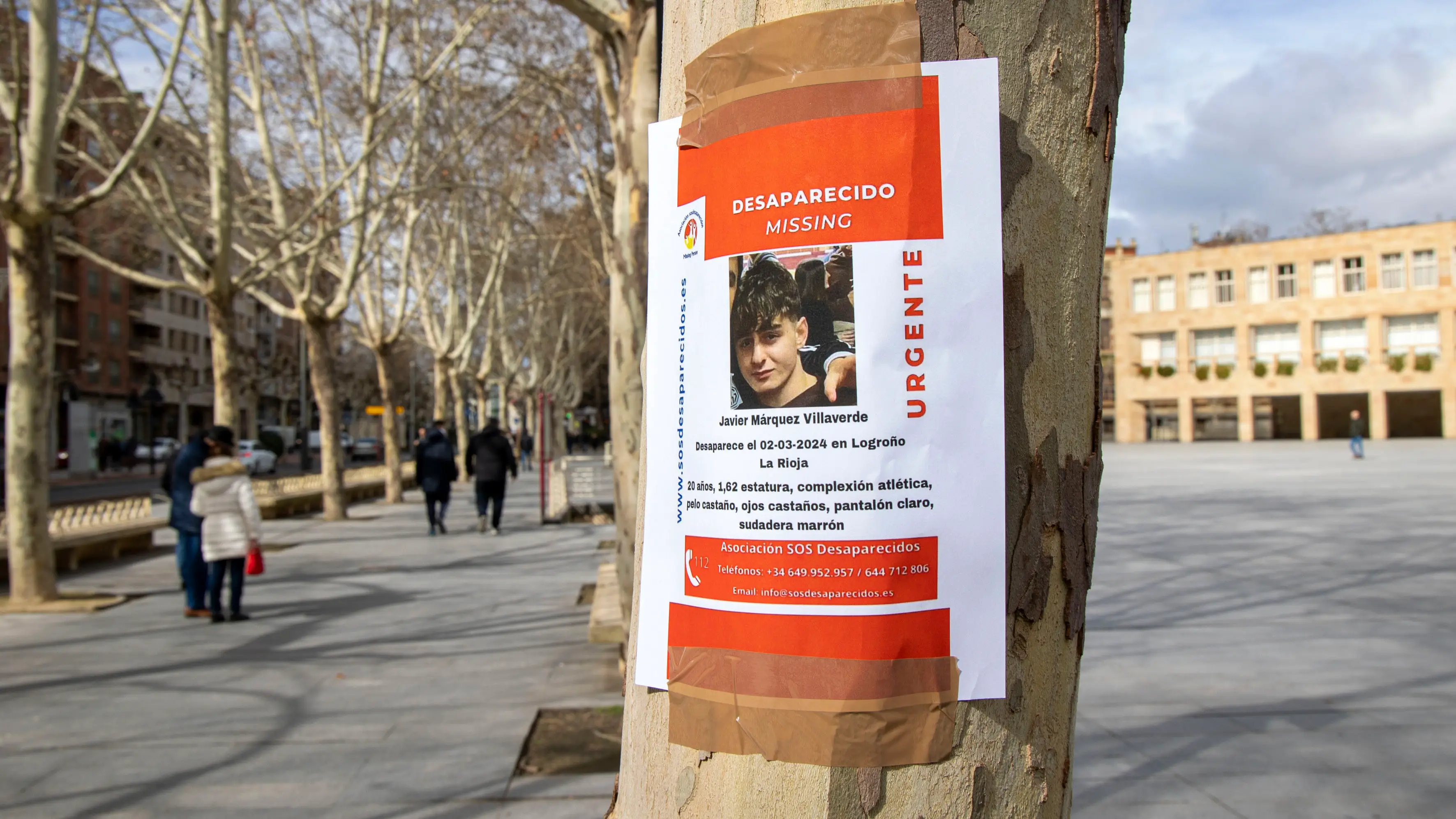 Carteles pegados con la cara del joven desaparecido en Logro&ntilde;o