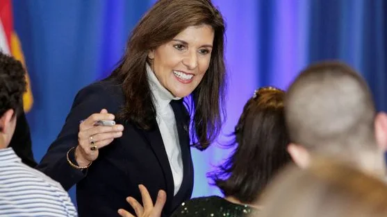 NIKKI HALEY GANA LAS PRIMARIAS REPUBLICANAS EN WASHINGTON Nikki Haley, en un acto electoral