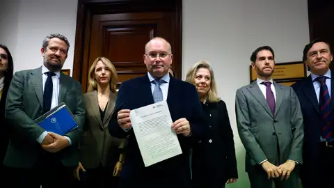 El portavoz del grupo popular en el Congreso, Miguel Tellado (c), posa junto a de su grupo El portavoz del grupo popular en el Congreso, Miguel Tellado (c), posa junto a de su grupo