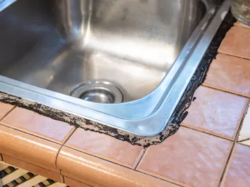 Fregadero con moho en la silicona Fregadero con moho en la silicona