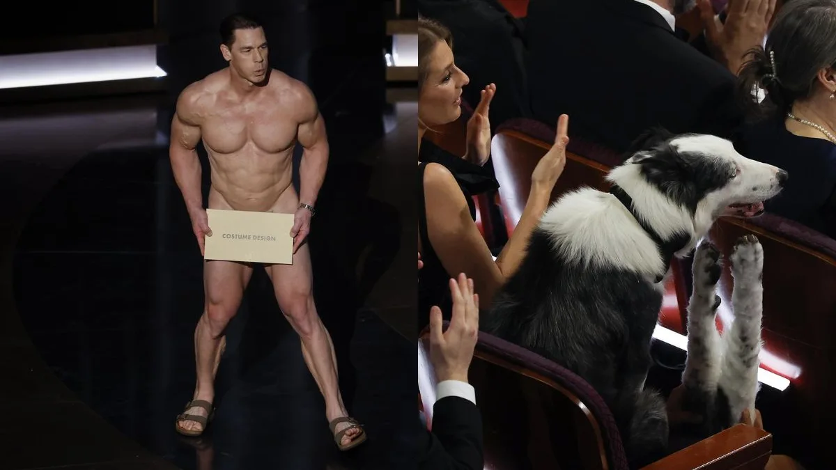 John Cena desnudo (i) y Messi en su asiento (d)