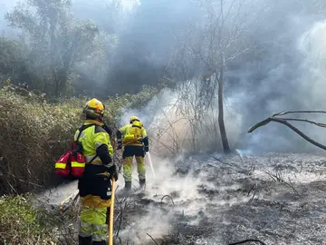 Los servicios de emergencia en el incendio de Fanzara (Castellón)