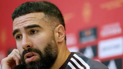 Dani Carvajal, en rueda de prensa en Las Rozas