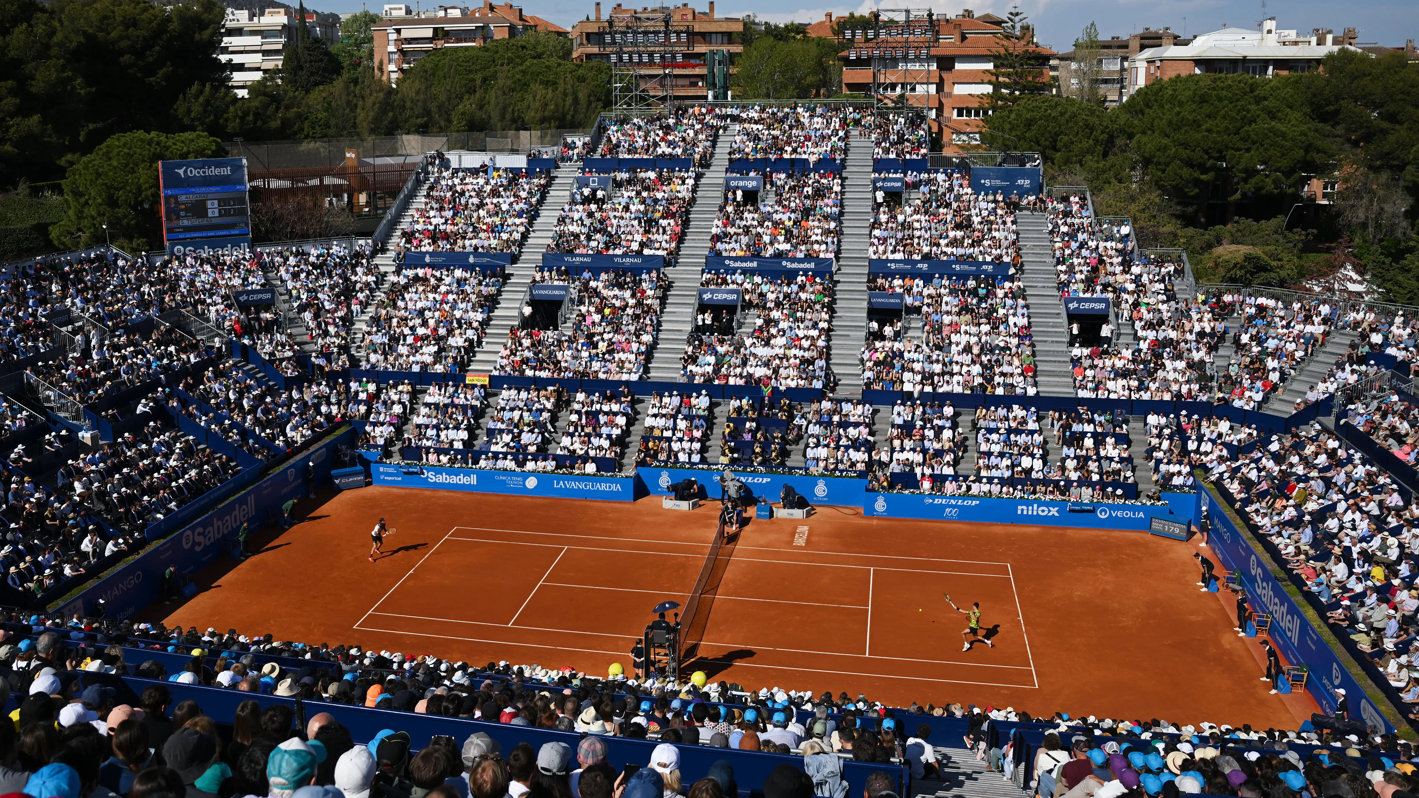 La pista central del Real Club Tenis de Barcelona durante la final de 2023 La pista central del Real Club Tenis de Barcelona durante la final de 2023