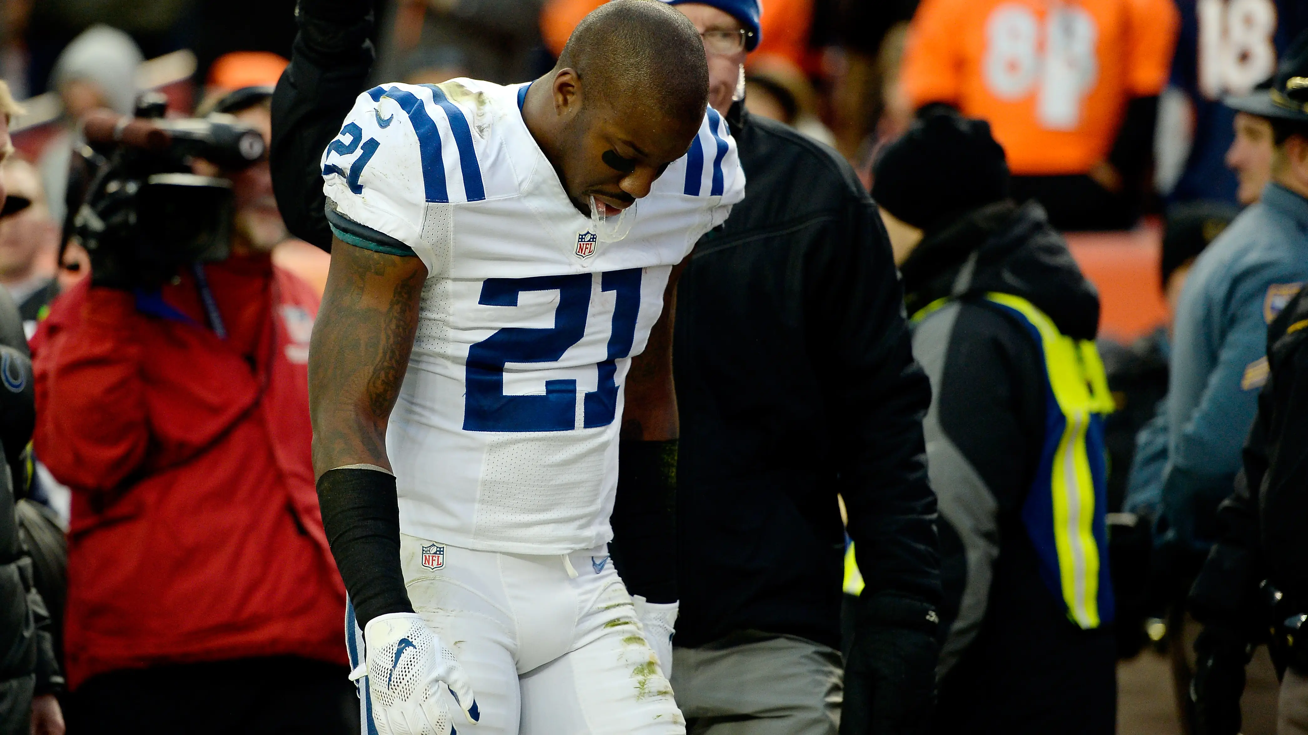 Vontae Davis, exjugador de la NFL, en un partido en 2015 Vontae Davis, exjugador de la NFL, en un partido en 2015