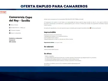 Oferta de empleo para los camareros de la final de la Copa del Rey Oferta de empleo para los camareros de la final de la Copa del Rey