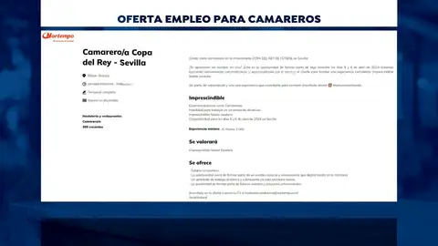Oferta de empleo para los camareros de la final de la Copa del Rey Oferta de empleo para los camareros de la final de la Copa del Rey