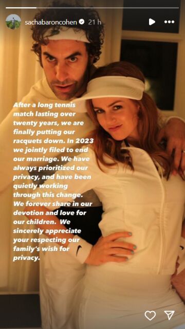 Captura del Instagram Stories de Sacha Baron Cohen