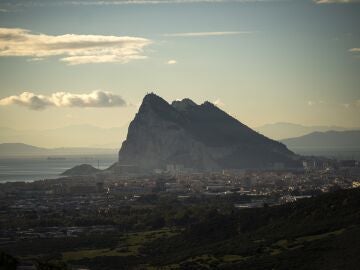 A view of Gibraltar rock is photographed from the Spanish city of La Línea.