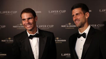 Rafa Nadal y Novak Djokovic durante la Laver Cup 2022