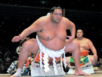 Taro Akebono, en un combate de sumo en Japón