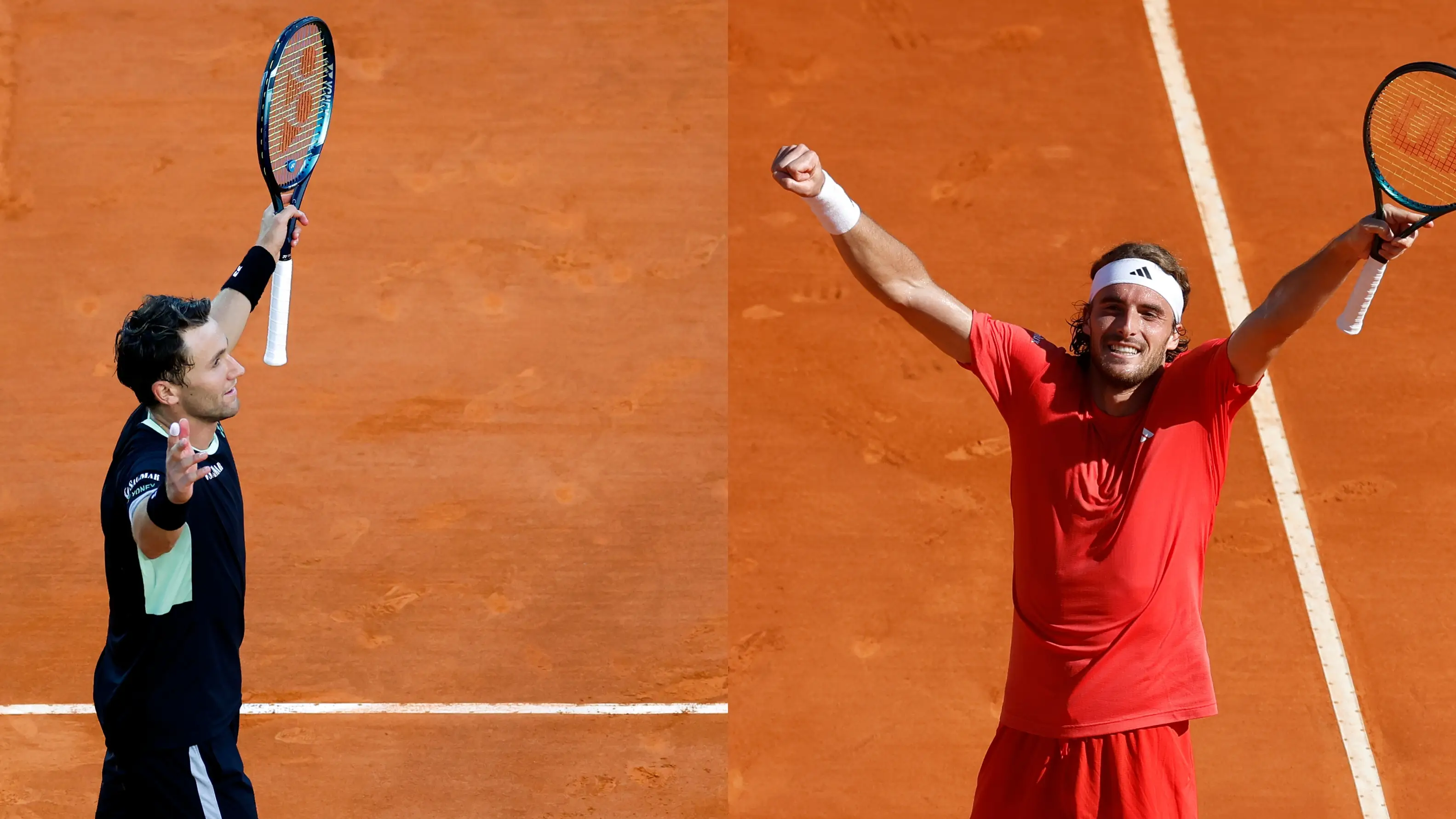 Casper Ruud y Stefanos Tsitsipas celebran las victorias ante Djokovic y¡ Sinner Casper Ruud y Stefanos Tsitsipas celebran las victorias ante Djokovic y¡ Sinner