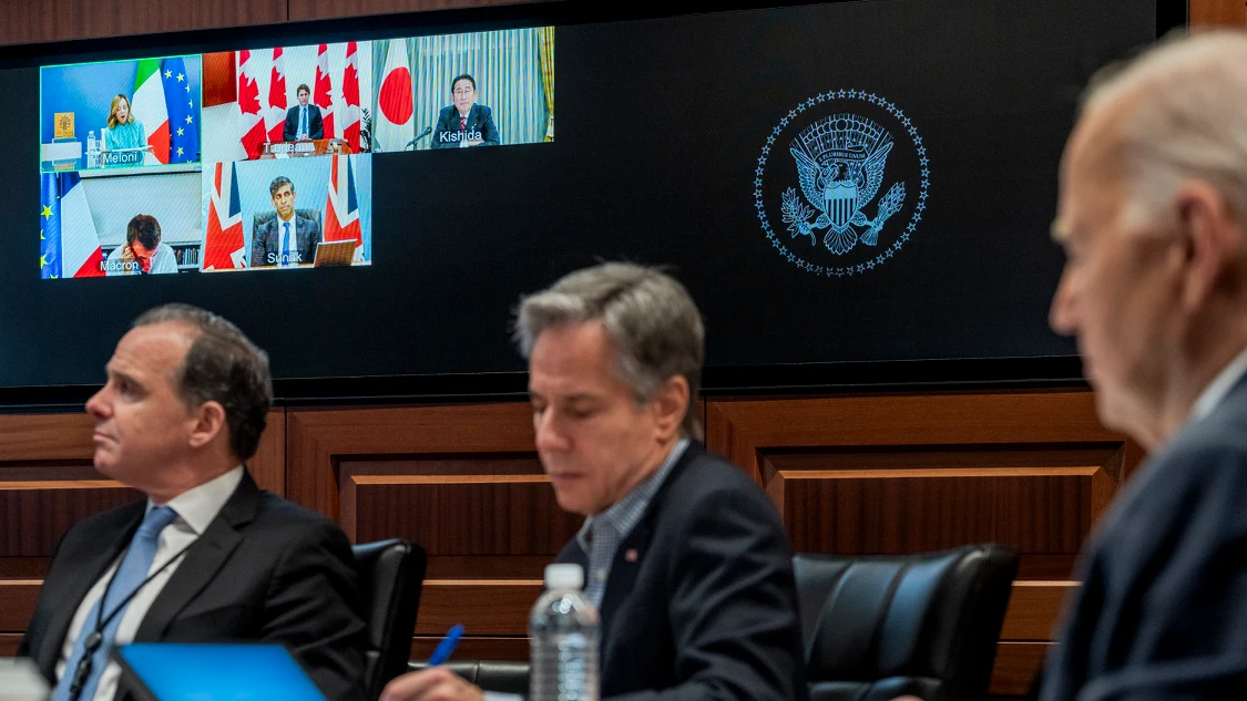 Joe Biden, en la reuni&oacute;n con los l&iacute;deres del G-7 