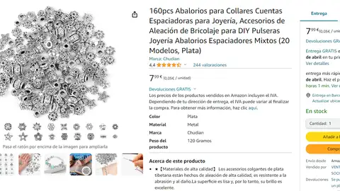 Opción de abalorios en Amazon Opción de abalorios en Amazon