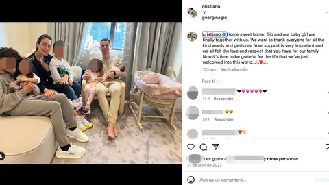 Cristiano Ronaldo y Georgina Rodríguez con sus hijos después del nacimiento de Bella Esmeralda Cristiano Ronaldo y Georgina Rodríguez con sus hijos después del nacimiento de Bella Esmeralda