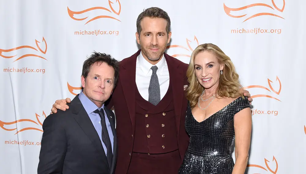 Michael J. Fox, Ryan Reynolds y Tracy Pollan en 2019