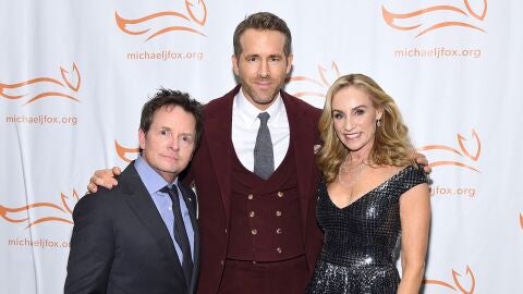 Michael J. Fox, Ryan Reynolds y Tracy Pollan en 2019
