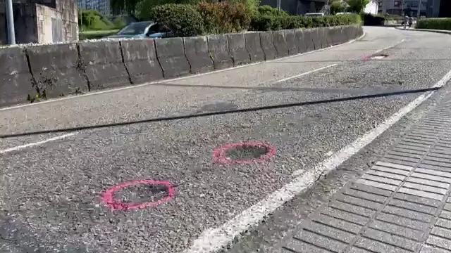 Los baches pintados en Vigo