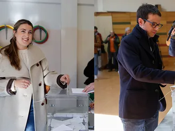Pello Otxandiano y Alba García votando en las elecciones vascas Pello Otxandiano y Alba García votando en las elecciones vascas