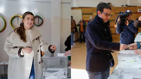 Pello Otxandiano y Alba García votando en las elecciones vascas Pello Otxandiano y Alba García votando en las elecciones vascas