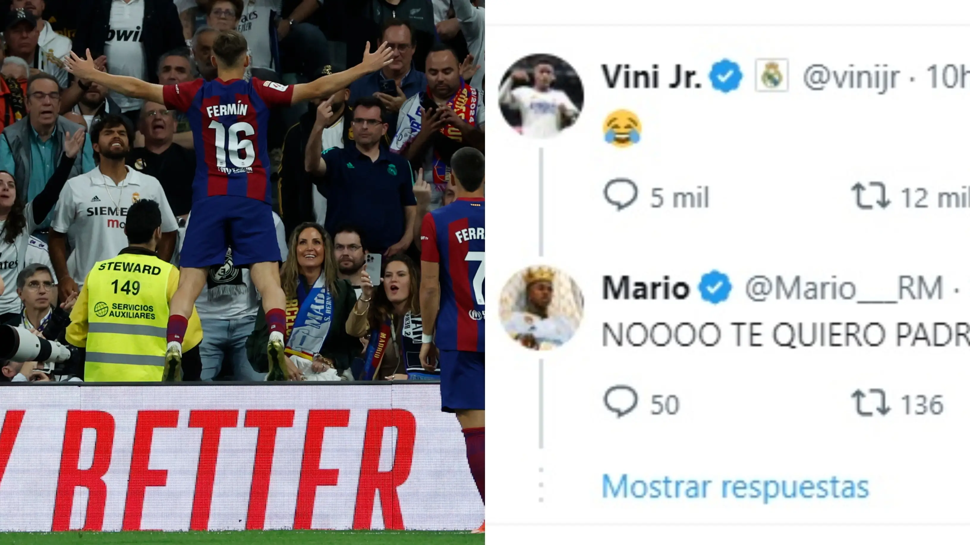 La reacci&oacute;n de Vin&iacute;cius a la celebraci&oacute;n de Ferm&iacute;n en El Cl&aacute;sico