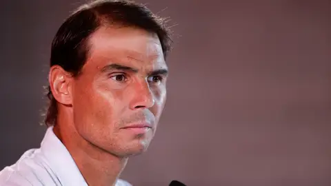 Rafa Nadal, en la rueda de prensa en la Caja Mágica