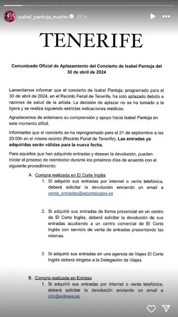 Comunicado de Isabel Pantoja Comunicado de Isabel Pantoja