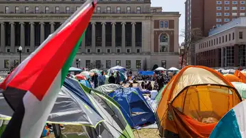 Imagen de la protesta en el campus de la Universidad de Columbia.