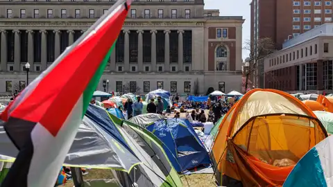 Imagen de la protesta en el campus de la Universidad de Columbia. Imagen de la protesta en el campus de la Universidad de Columbia.