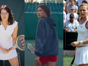 Emma Stone, Zendaya y Kirsten Dunst interpretando a tenistas en sus películas