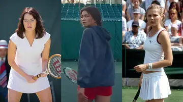 Emma Stone, Zendaya y Kirsten Dunst interpretando a tenistas en sus películas